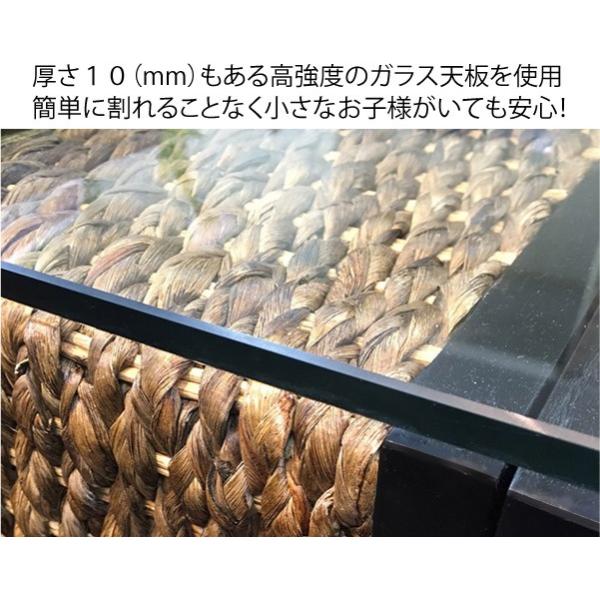 ガラス天板付きテーブル　リゾート　バリ風 ウォーターヒヤシンス ウォーターヒヤシンス ローテーブル アジアン家具 W90cm ガラス