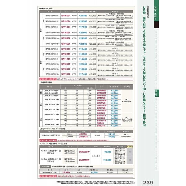 フクビ化学工業 UB枠 開戸135-3方枠セット UR13D23 ホワイト 樹脂製