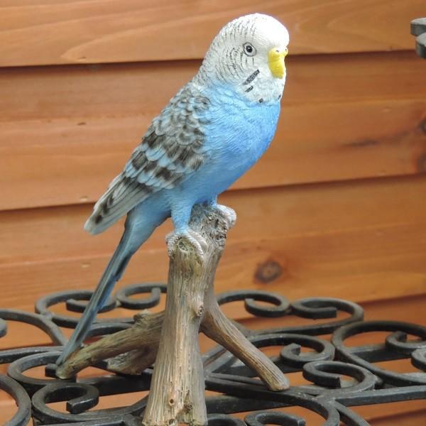 セキセイインコ（小）青 ガーデン オーナメント 置物 カワイイ 小鳥