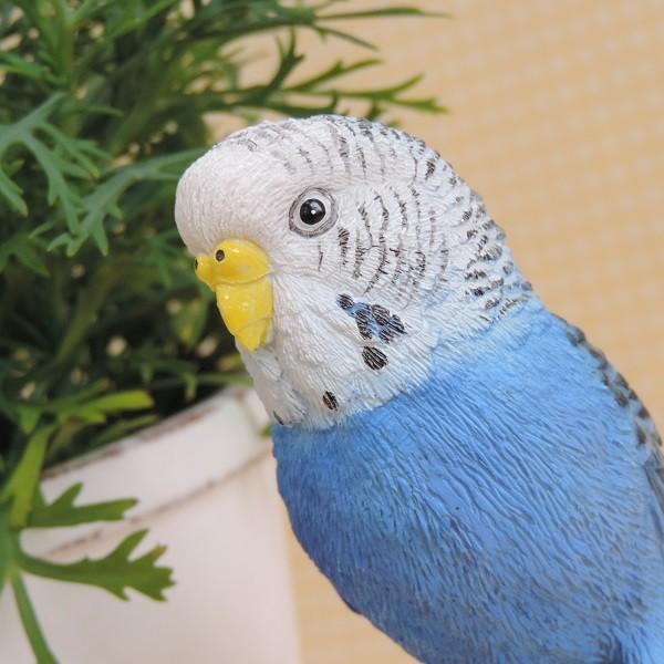 セキセイインコ（小）青ガーデンオーナメント置物カワイイ小鳥オブジェ