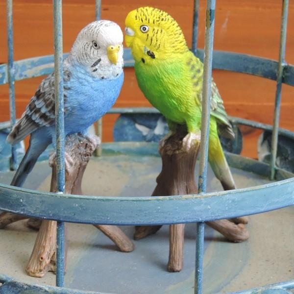 セキセイインコペア（小） ガーデン オーナメント 置物 カワイイ 小鳥