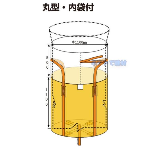 フレコンバック 丸型 ビニール内袋付き 1トン バージン材100%使用 10枚