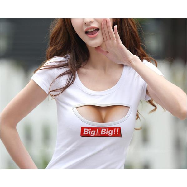 おっぱい　袖口 レディース 半袖 Tシャツ おもしろ セクシー 巨乳 ネタ セクシー コスチューム おっぱい 胸 送料無料 /【Buyee】