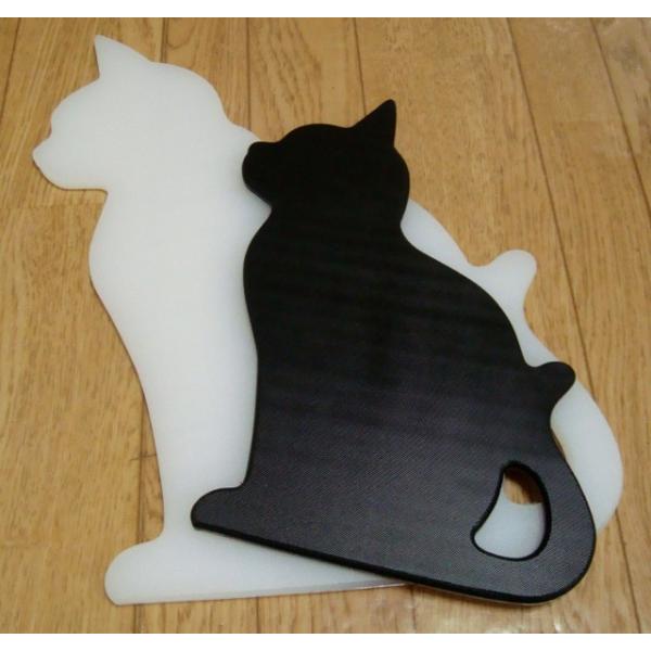 ネコ型カッティングボード 2枚セット まな板 白猫 黒猫 /【Buyee】