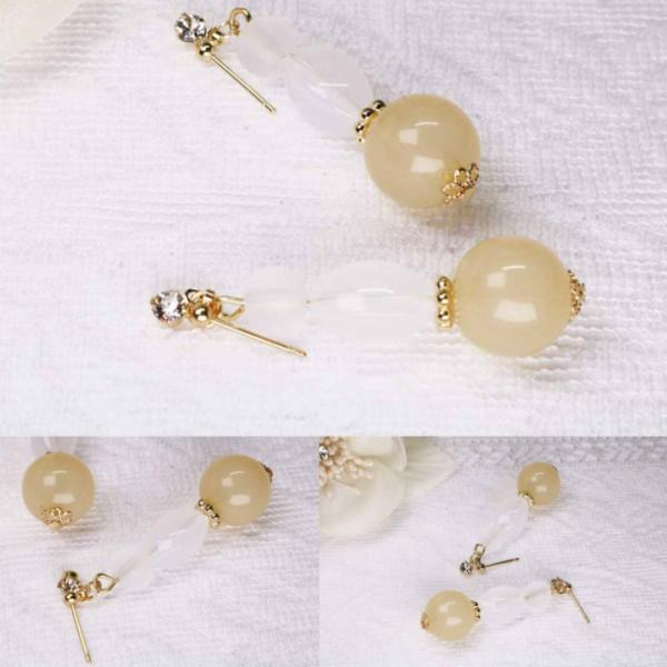 大ぶりピアス 大振り ピアス ウッドビーズ アクリルビーズ 
