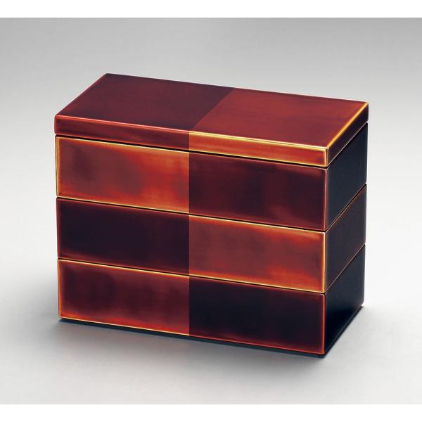 越前漆3段重 重箱 3段 木製 漆塗り 溜内朱 6.5寸