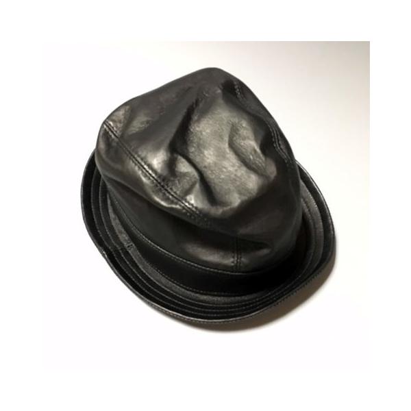 レザーハット 黒 スナッチ ブラピ スナッチでブラピが被っていた帽子 ラムレザーブラック /【Buyee】