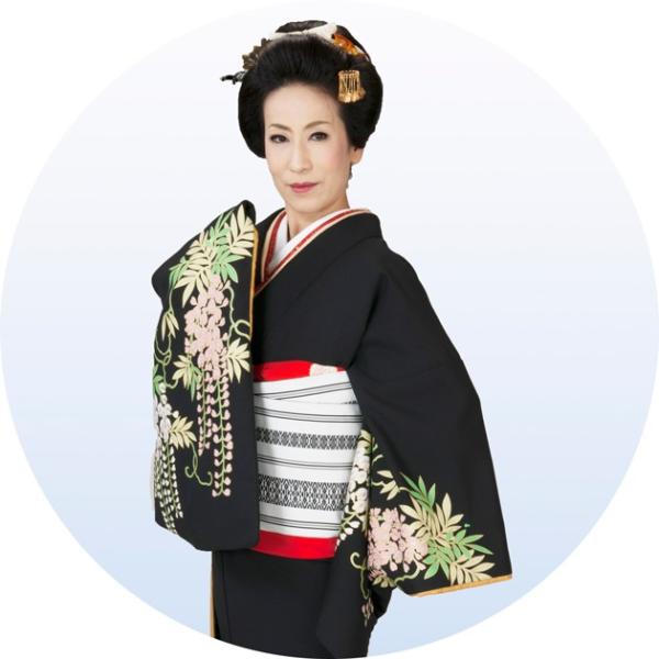 裾引き お引き お引きずり オリジナル すそひき 黒地しだれ藤 舞踊