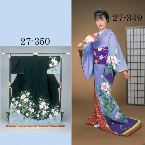 日本舞踊り日舞 ポリエステル 裾引き着物お引きづり 麻の葉水色