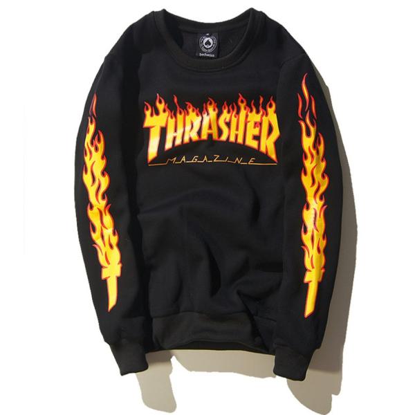 スラッシャー THRASHER ファイヤー パターン ロゴ スウェット 