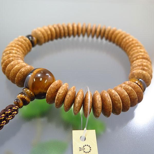 男性用お数珠 天竺菩提樹 54平玉 虎目石仕立て 紐房 /【Buyee】
