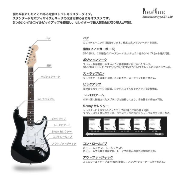エレキギター エントリーモデル 初心者入門セット PhotoGenic ST-180