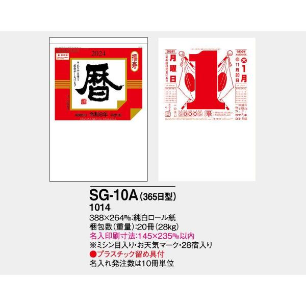 日めくり カレンダー 壁掛け 2024年 令和6年 10号 SG-10A 日表