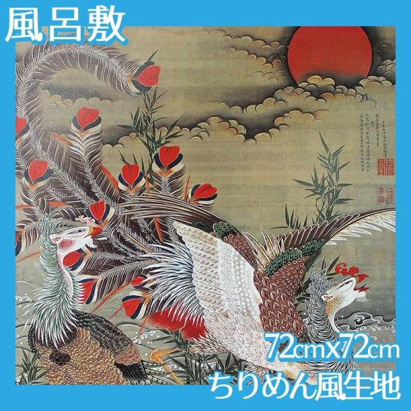 風呂敷(大:72cmｘ72cm) 伊藤若冲(No.1~20) ちりめん柄生地 /【Buyee