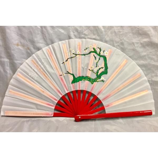 太極拳・中国武術用 武術扇子 太極扇 梅花柄 白 33センチ カンフー