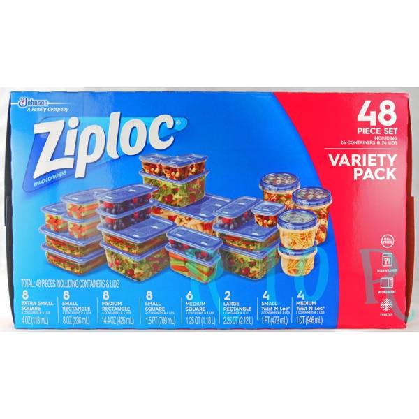 Ziploc ジップロック コンテナー 24個（8種類のサイズ）セット マルチ