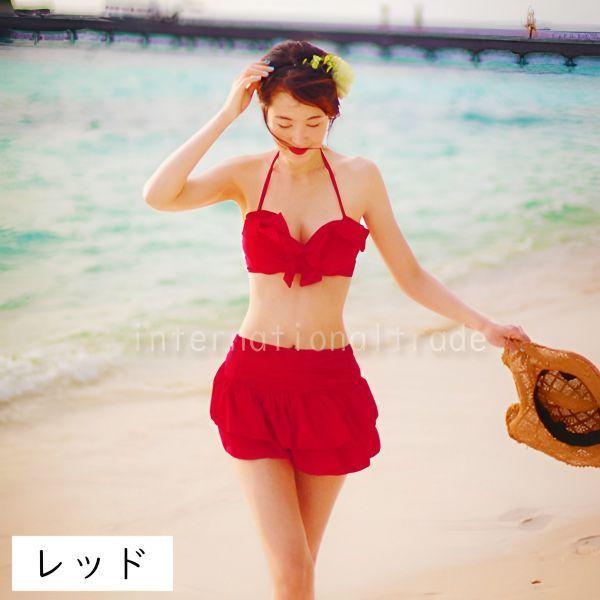水着 レディース フリル ビキニ ミニスカート 3点セット