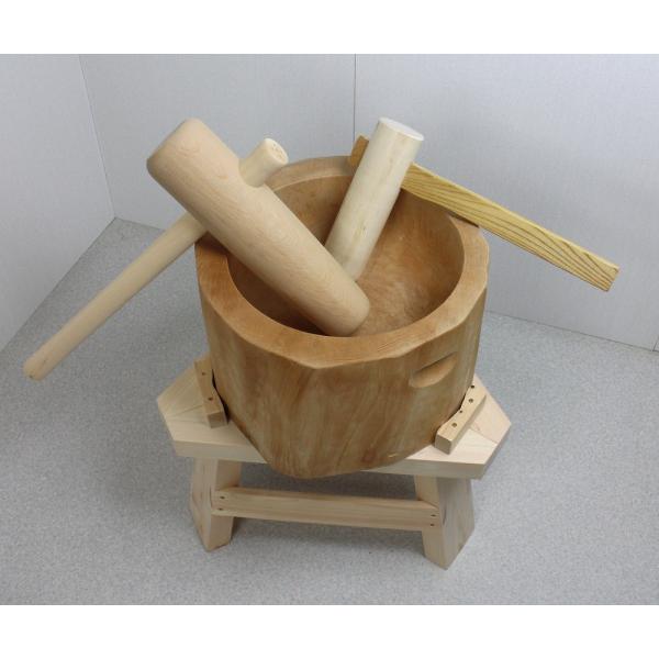 餅つき臼杵セット1.5升木製餅つきセット【専用木台付き】木製臼