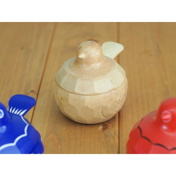 鳩のボンボン入れ（青）カバ材 小物入れ 鳩のボンボン入れ（黄）カバ材 | ギャラリーまきの 信州の木製品