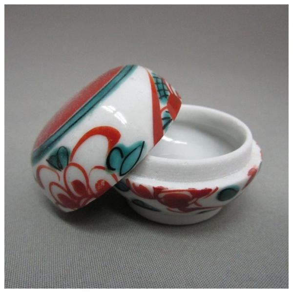 茶道具 香合 赤玉 犬山焼 お茶 香合 茶道 丸香合 蓋物 陶器 小物入れ 