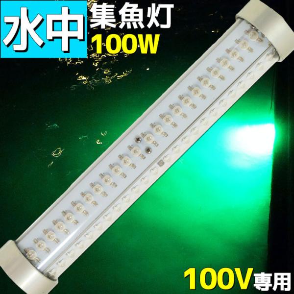 LED水中 集魚灯 水中灯 緑色 100w 8000lm AC85v-305v 100v プロ仕様 夜釣り イカ タチウオ マグロ 仕掛け 夜焚き 海  レジャー アウトドア /【Buyee】