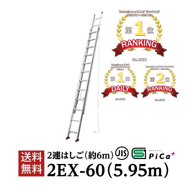 ピカ コーポレイション はしご 梯子 6m アルミ 伸縮 軽量 2連はしご 