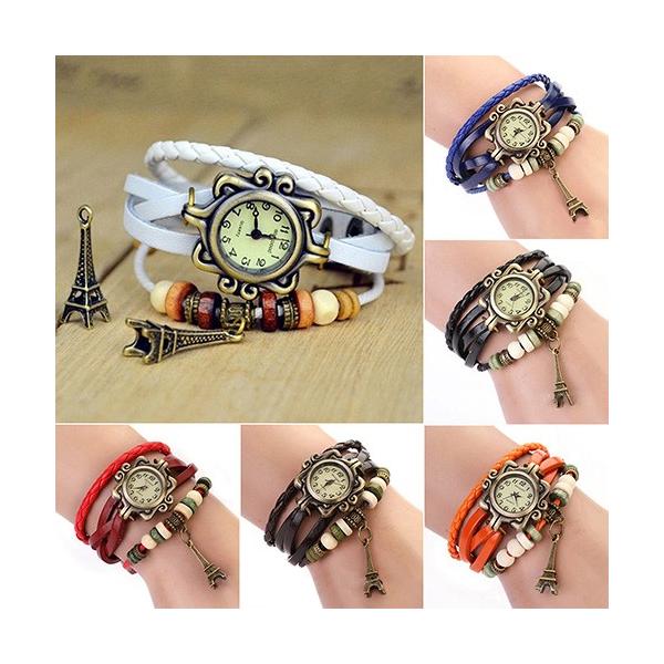 【美品】プラダ／ラウンドウォッチ ハート カーフ ブレスレット／QZ CONNECT WITH LOVE BRACELET(2JU0342)K10 ブレスレット｜スター