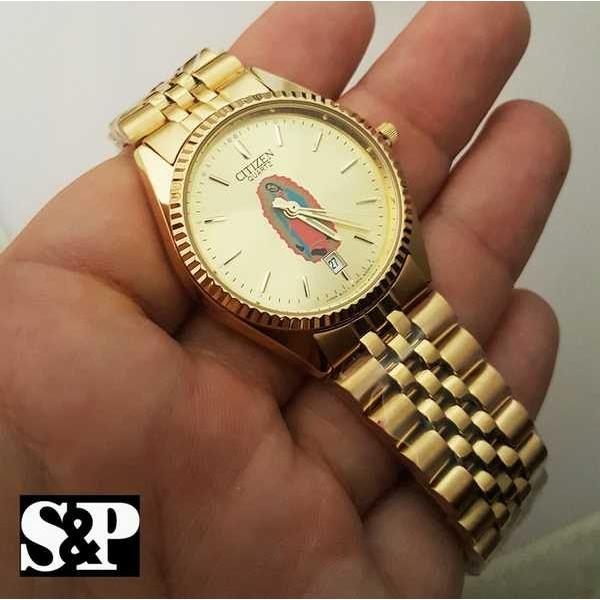 腕時計 シチズン メンズ 24K ゴールド PT ステンレス スチール