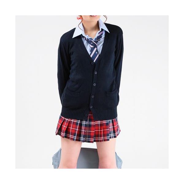 なんちゃって制服 スカート 朱赤×ネイビー×白 LL 高校生 女子