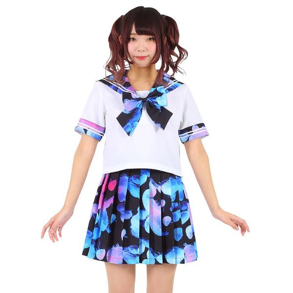 ネオグラフィックセーラー服 Glowing jellyfish 深海柄 くらげ柄