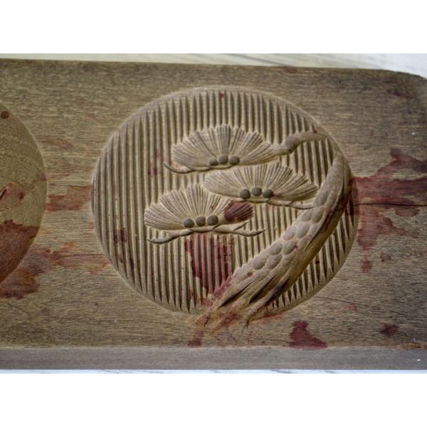 菓子木型 落雁 和三盆 松竹梅亀鶴 他 2本 9絵柄 1810-214 /【Buyee
