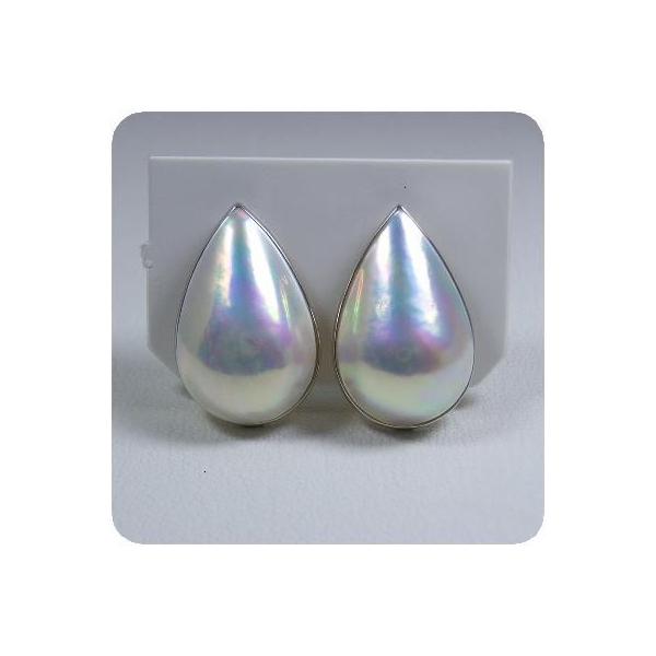 マベパールイヤリング マベ真珠イヤリング しずく型 K18WG枠 /【Buyee】