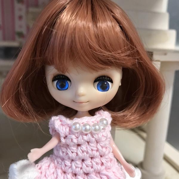 ☆ガーリーボブ オレンジブラウン☆プチブライス ウィッグ 耐熱 ドール