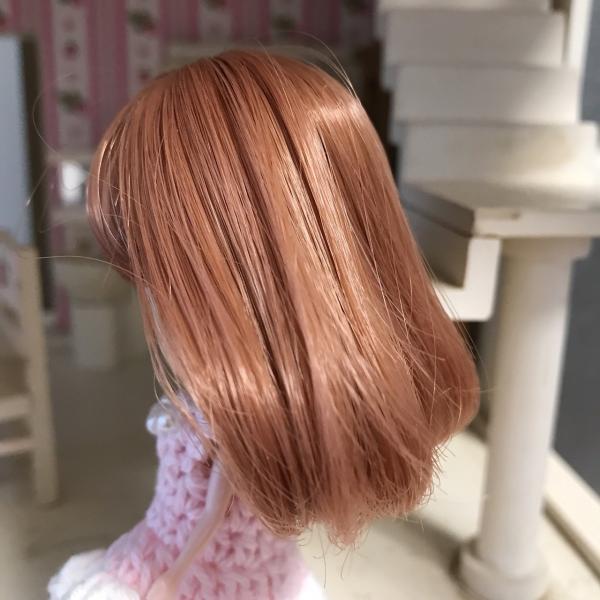 ☆ガーリーボブ オレンジブラウン☆プチブライス ウィッグ 耐熱 ドール