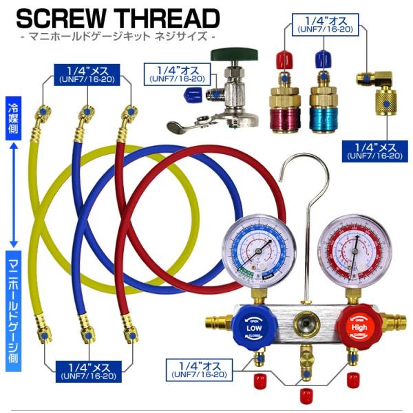 エアコンガスチャージ ガス補充 マニホールドゲージ R134a R12 R22 R502 対応 カーエアコン 缶切＆クイックカプラー付 エアコン修理  /【Buyee】 Buyee - Japanese Proxy Service | Buy from Japan!