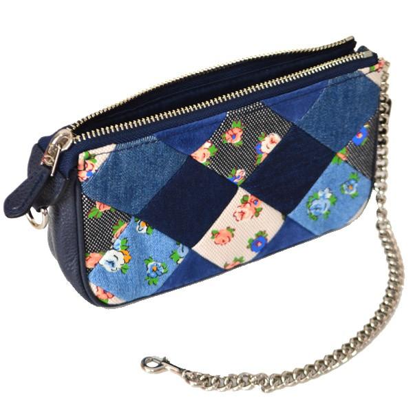 コーチ マルチポーチ COACH パッチワーク デニム レザー フローラル 花