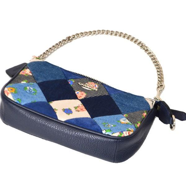 コーチ マルチポーチ COACH パッチワーク デニム レザー フローラル 花