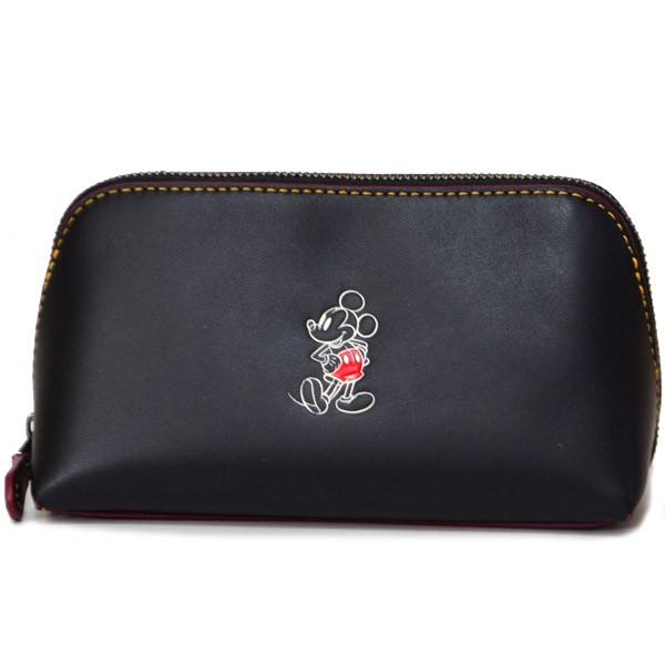コーチ コスメポーチ COACH ディズニー ミッキー コラボ レザー 