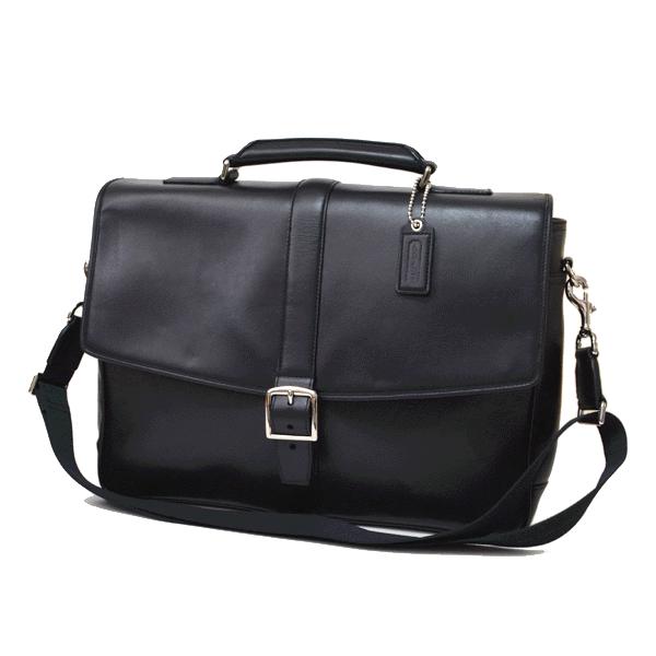 コーチブラックレザービジネスバッグ コーチ メンズバッグ COACH レキシトン レザー フラップ