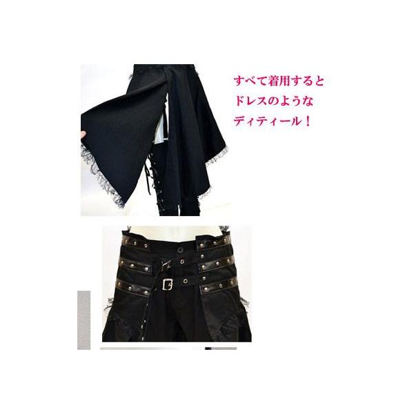 メーカー 送料無料ロングスカートパンツ編み上げ燕尾フラップ付セパレート スカート