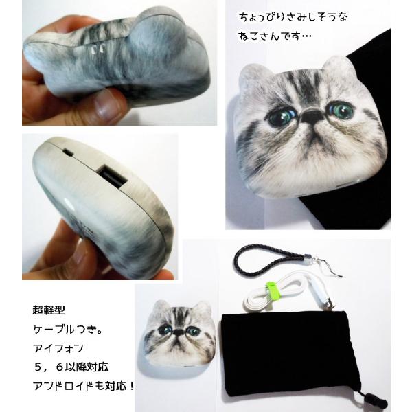 激安かわいいモバイルバッテリー猫充電器ねこ垂れ目猫ちゃんぶさ