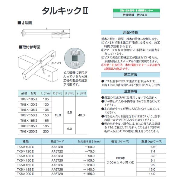 激安オンラインショップ タルキックII L＝120 600本 | apluts.com