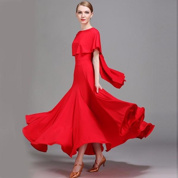 【美品 日本製社交ダンス衣装】レッド in the MOOD ワンピース ドレス ワンピース 社交ダンス モダンドレス 人気社交ダンスドレス