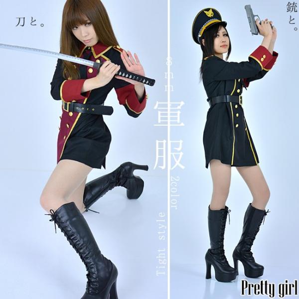 8mm 敬礼 軍服 ミリタリーコスチューム ワンピース アーミー コスプレ タイトスカート ミニスカート 衣裳 仮装 2color レディース S/M/L  /【Buyee】