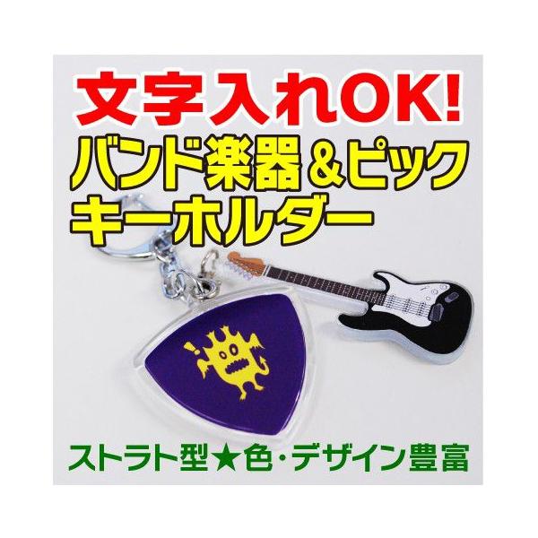 ギターチャーム付きピック型キーホルダー バンド ギター ピック 名入れ たかみ様のギターのキーホルダーとピック