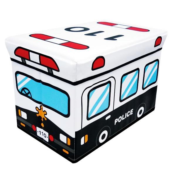 座れる収納ボックス　おもちゃ箱　ストレージボックス 座れる収納ボックス (パトカー) ストレージBOXスツール/警察