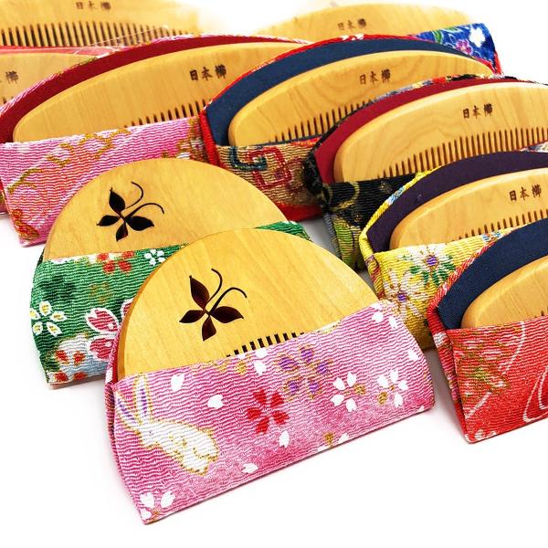 つげ櫛 ケース箱入り 2本 よのや つげ櫛 花柄ケースセット よ