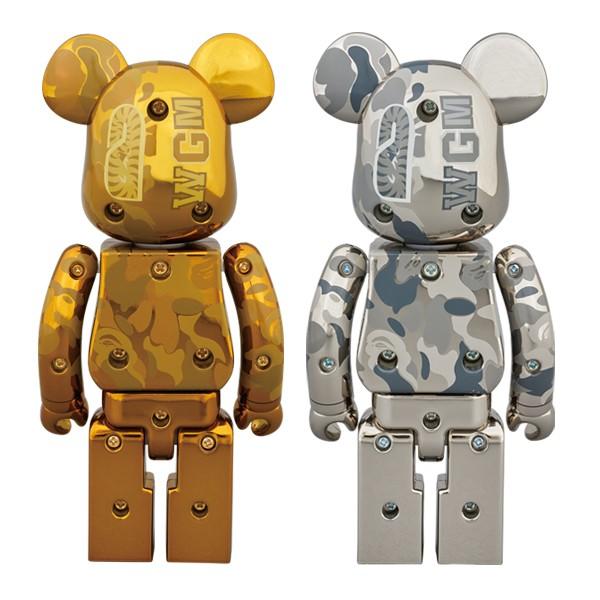 超合金BAPE(R) CAMO SHARK BE@RBRICK GOLD／SILVER /【Buyee】