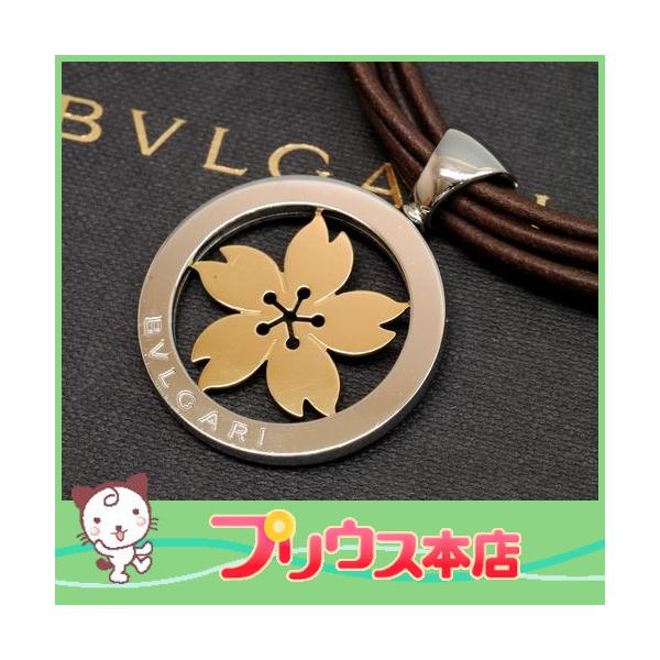 BVLGARI ブルガリ トンド K18/SS サクラモチーフ・チョーカー ネックレス CN855481 アクセサリー レザー 6676  /【Buyee】