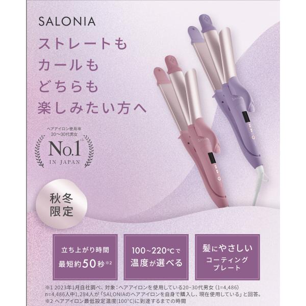 SALONIA あったかく サロニア 2WAYストレート&カールヘアアイロン32mmイエロー